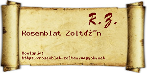 Rosenblat Zoltán névjegykártya